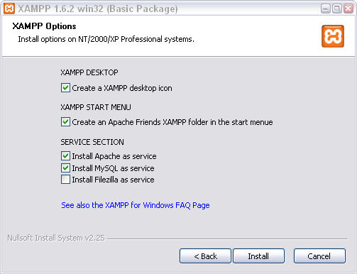 xampp install services